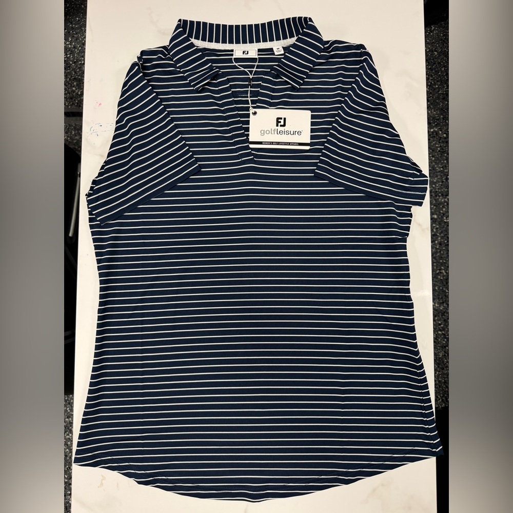 FootJoy - Women’s Medium - Blue Open Collar Stripe - NEW
